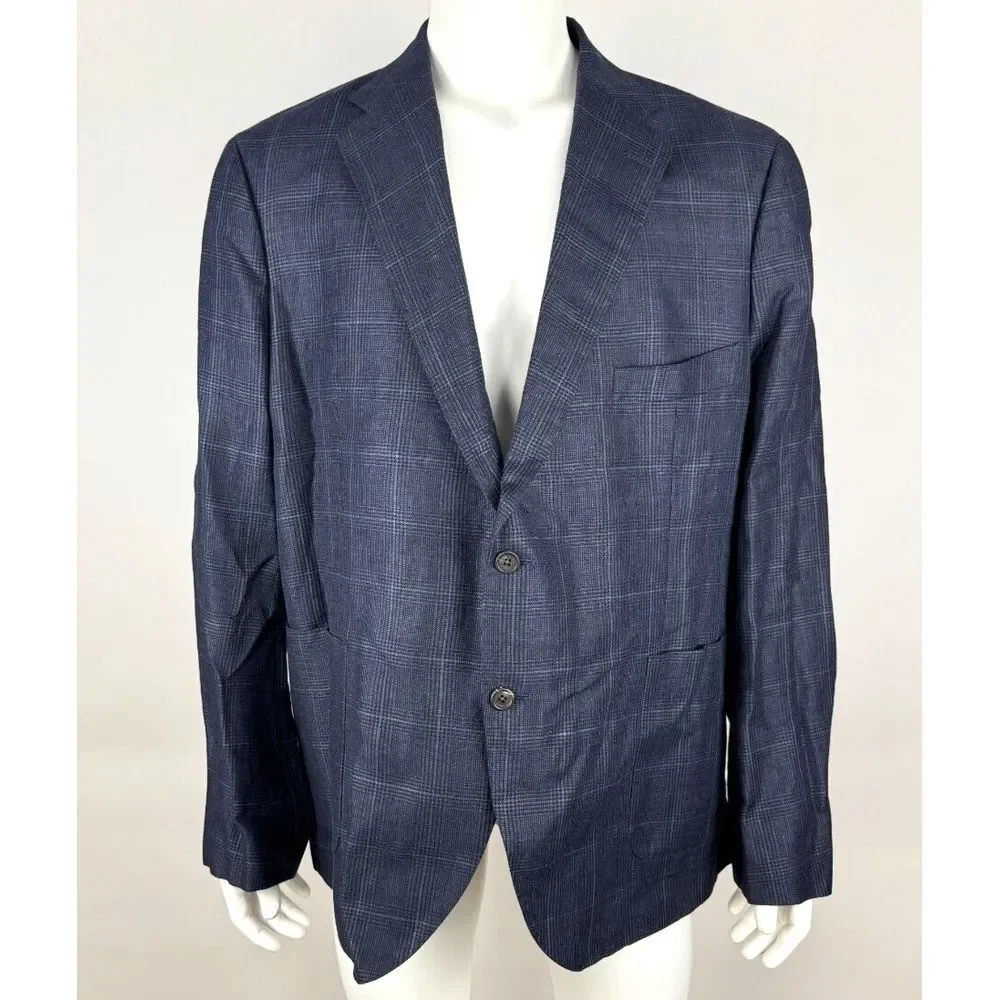 Proper Cloth REDA Bedford Jacket Men 54/3XL? NWOT Navy Glen‎ Plaid Lightweight